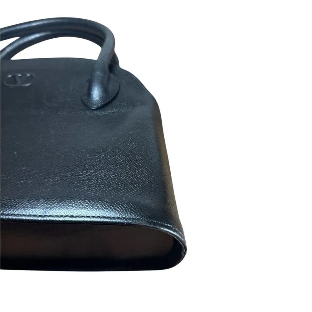 VALENTINO GARAVANI Black Saffiano Leather Bowler Dome Top Handle Bag Vtg Auth